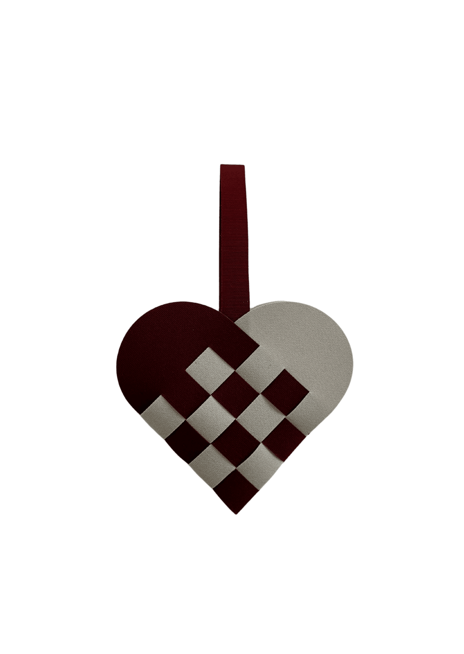 Sejldug - julehjerte - oyster/bordeaux
