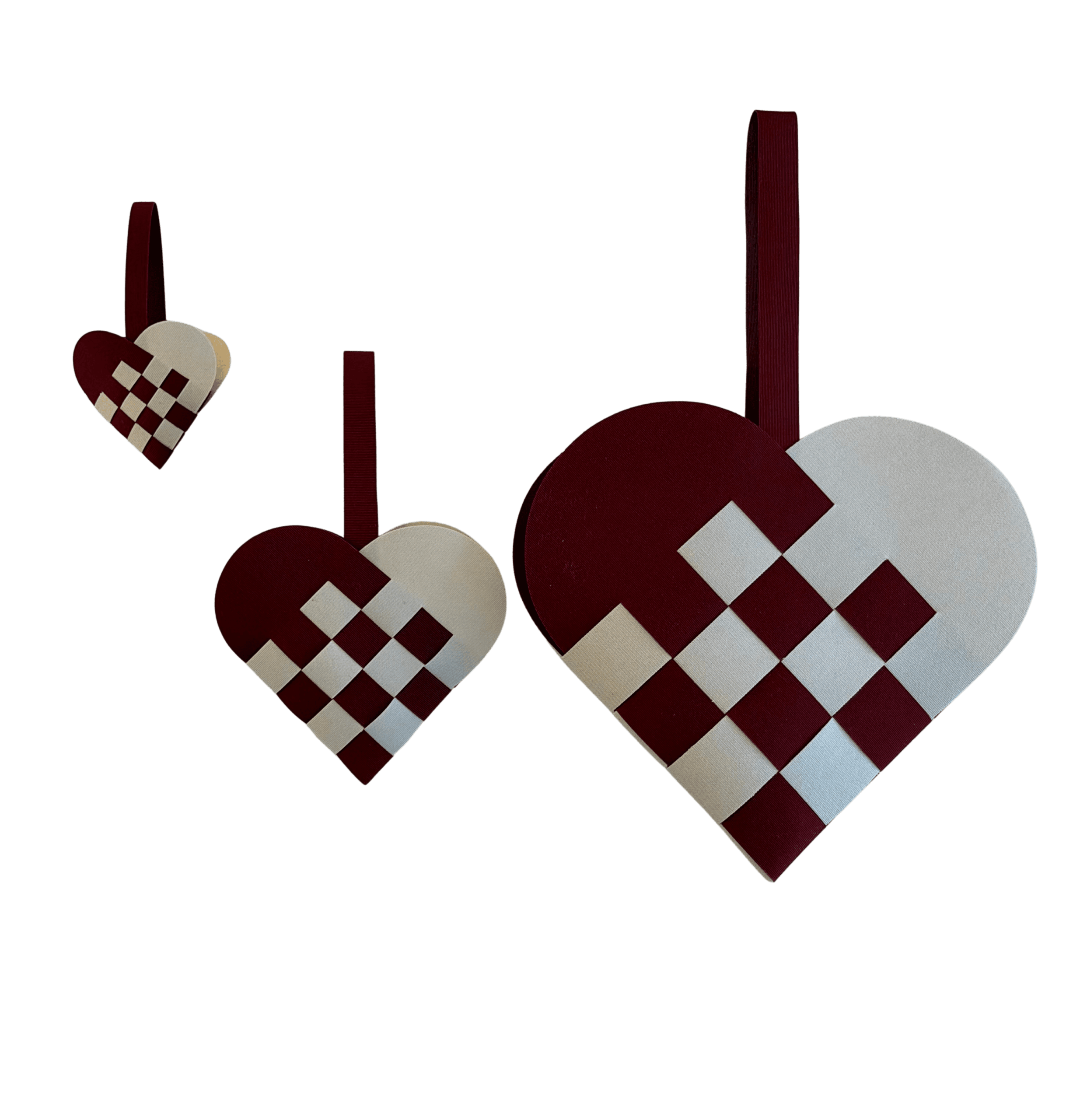 Sejldug - julehjerte - oyster/bordeaux - Billede 2